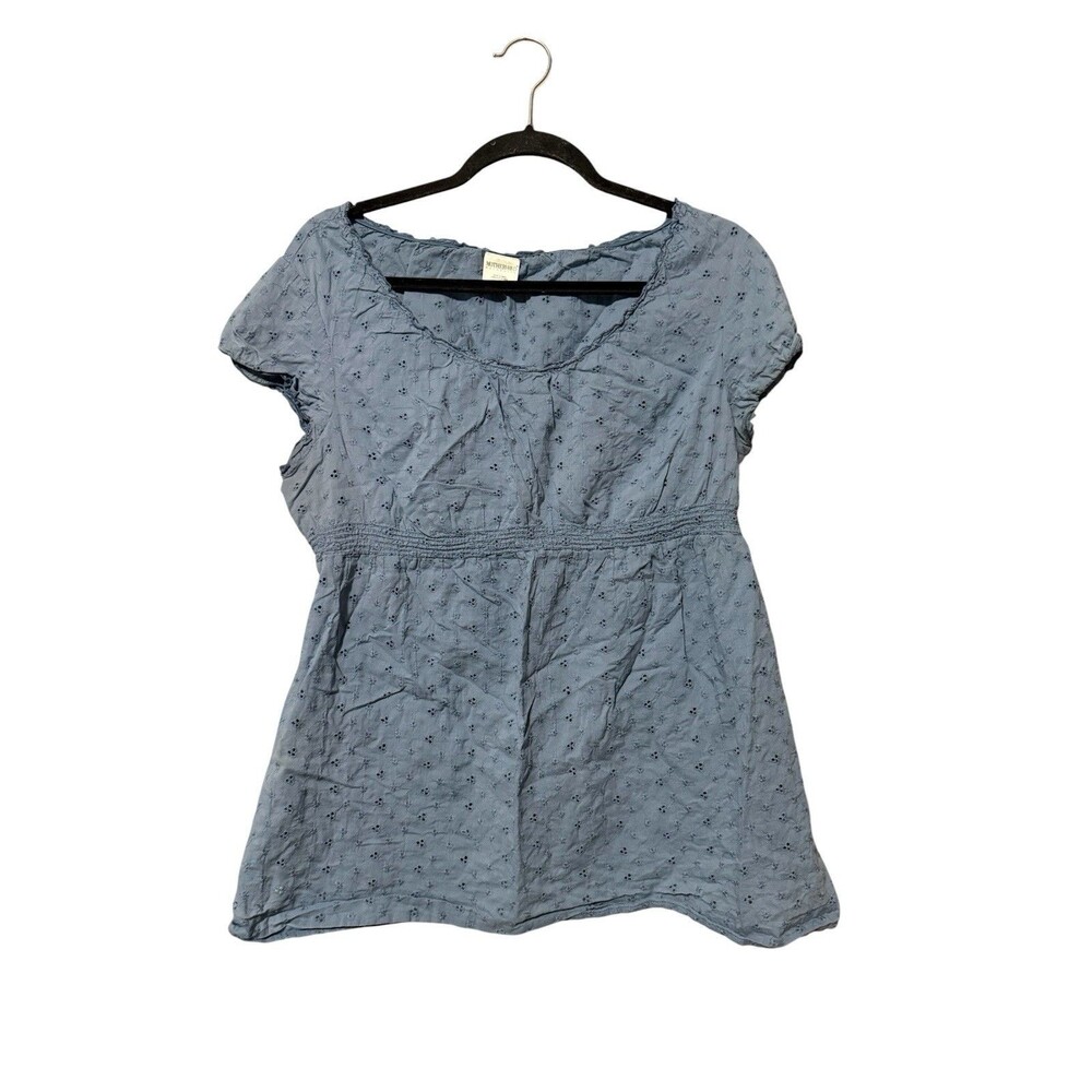 Motherhood Maternity Blue Eyelet Top Size Large